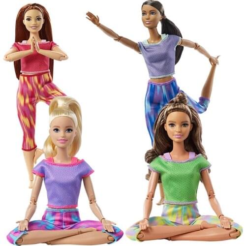 Genuine 2021 New Barbie Made To Move 22 Joints Yoga Dolls for Girl Original Top Brand Kids Toys Birthday Christmas Gifts