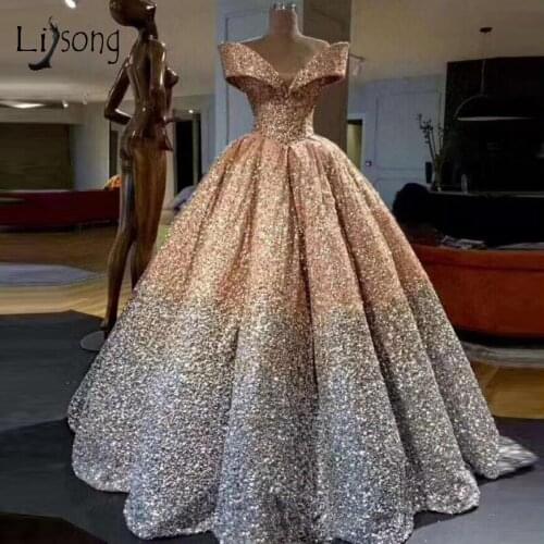 Lebanon Luxury Prom Gowns Shiny Mix Sequined Long Prom Dresses Empire Abiye Formal Dress Robe De Soiree 2018 Abendkleider