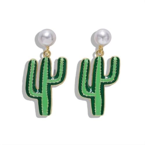 Fashion Imitation Pearl Cactus Drop Earrings With Feminine Temperament Earrings Party Lady Jewelry Gift