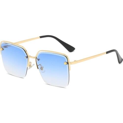 Metal Square Sunglasses Men Women Fashion Glasses Brand Designer Retro Half Frame Sunglasses High Quality Eyewear UV400
