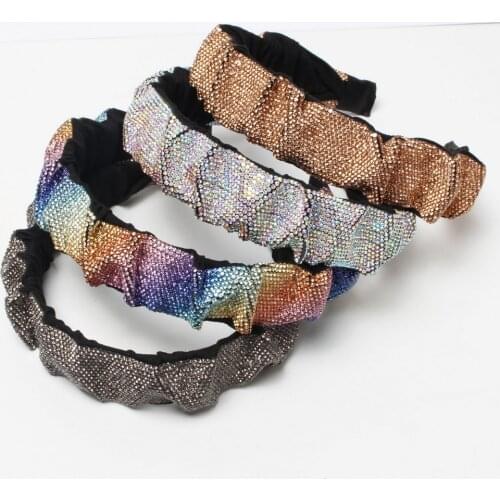 Rhinestone Wide Headbands Fashion Women Hair Accessories Headdress Padded Hairbands Hair Bands Sparkly Hair Hoop