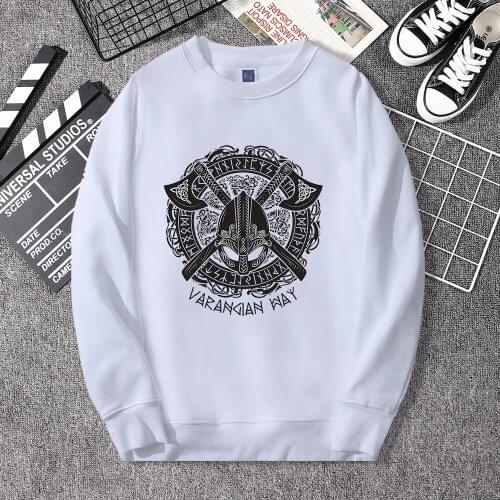 Sweatshirt Viking Pattern Costume Cool Print Mens Tracksuits O-Neck Fashion Mens Sweatshirts Retro Famous Brand Male Hoodies