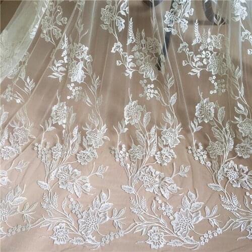 2021 new arrival high quality floral jacquard lace fabric for wedding dress children dress cloth DIY accessories