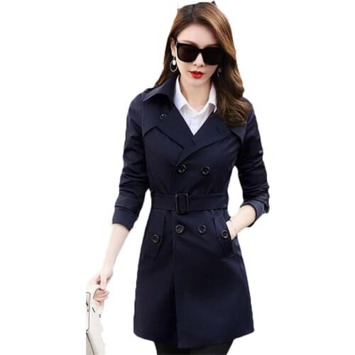 2021 Plus Size 6XL Double-Breasted Trench Coat Women Elegant Overcoat Spring Autumn Long Trench Coats Casaco Feminino N398