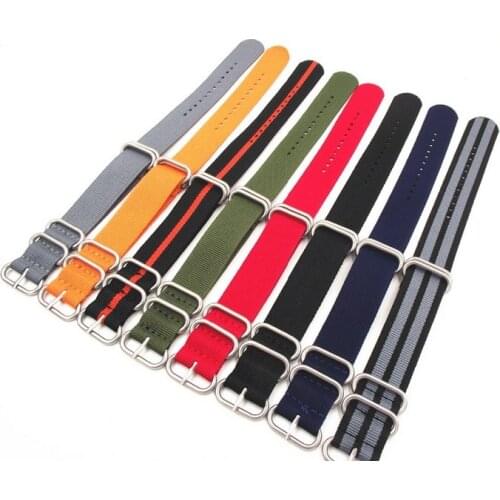1PCS Heavy duty nylon straps 20mm 22mm 24mm Nylon Watch band NATO strap zulu strap watch strap silver ring buckle-6903