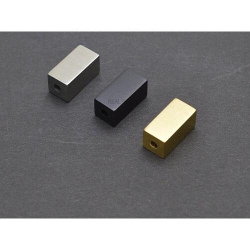10pcs Custom Matte Gold/Silver/Black Rectangular Small Hole Beads Stainless Steel Geometric Rectangular Beads DIY Jewelry