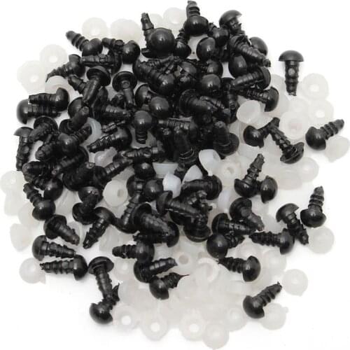 100pcs/50pairs 7mm Black Plastic Safety Eyes Washers for Teddy Bear Stuffed Toy Snap Animal Puppet Doll Craft DIY