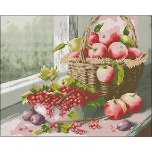 11/14/18/16/22/25/28ct Harvested apples and cherries pattern Counted Cross Stitch Kits Embroidery Needlework Sets