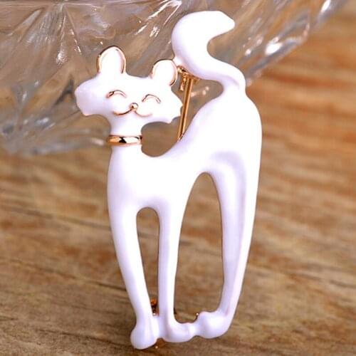 12pcs/lot Wholesale Cute Jet Cat Brooch Pins For Women Punk Jewelry Small enamel Animal Hijab Pins Women bags Accessories