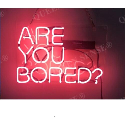 14"x10" Are You Bored Pink Acrylic Custom Neon Light Lamp Sign Beer Bar Handmade Real Glass Decorate Home Wall Room Decor Club B