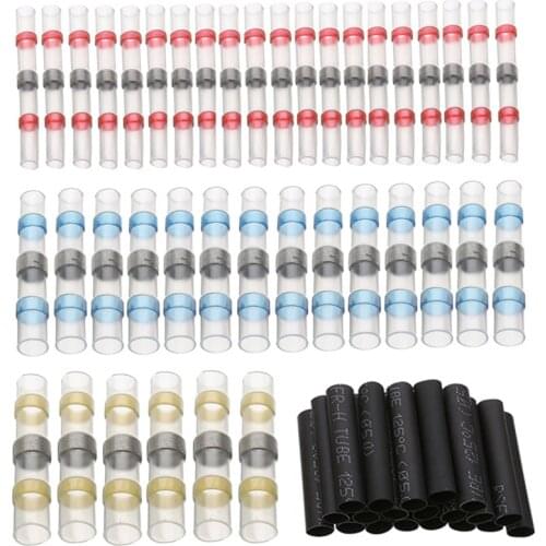150PCS Heat Shrink Butt Crimp Terminals Waterproof Solder Seal Electrical Butt Connectors Wire Cable Splice Terminal Kit