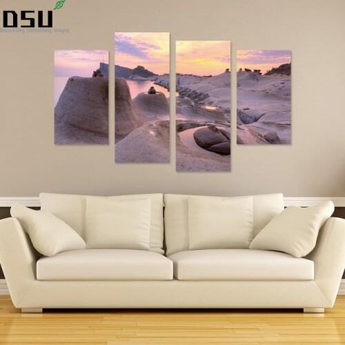5pcs/set Mountain Scenery Paintting Wall Stickers Wallpaper Decal Living Room Bedroom Background Home Decoration Mural