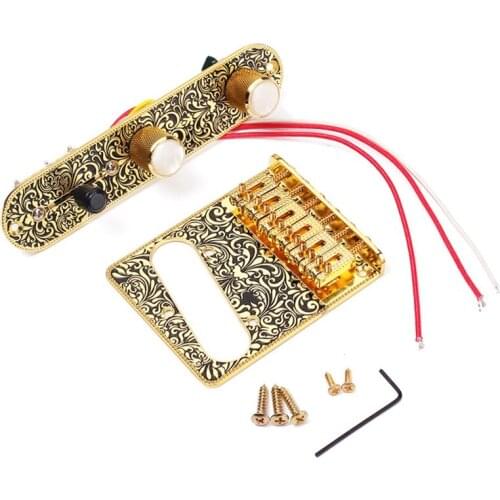 6 Strings Saddle Bridge Plate, 3 Way Switch Control Plate, Neck Pickup Set For Fender Electric Guitars Replacement