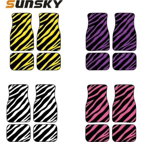 Car Floor Mats 4 in 1 Zebra Stripe Universal Printing Auto Car Floor Mats Set Auto Interior Styling Waterproof Car Carpet Covers