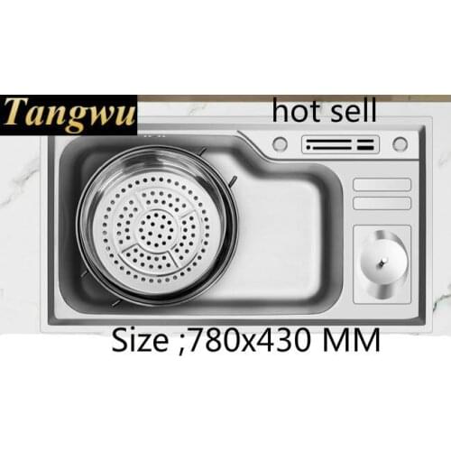 Free shipping Household standard Kitchen sink durable 0.8 mm thick food grade stainless steel hot sell 780x430 MM