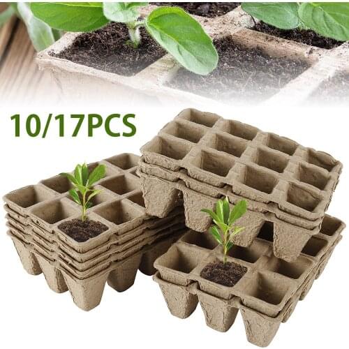 10/17 Pcs Biodegradable Seed Starter Peat Pots Seed Growing Tray Planting Seed Tray Kit for Garden Grow Box Supplies Nursery Cup