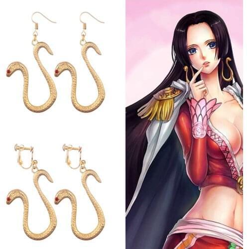 Fashion New Anime One Piece Earring Clip Boa Hancock Snake Pendant Ear Clip Men Women Gift Anime Jewelry Accessories