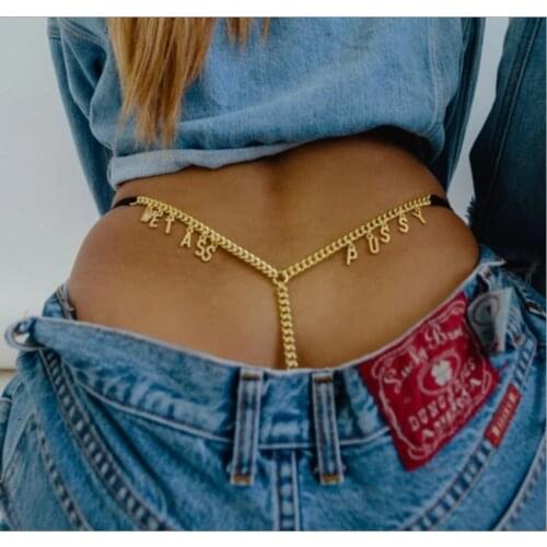 1PCS Fashion Waist Chain For Women Crystal Letter HELLO QUEEN ANGEL Thong Body Chain Belly Waist Sexy Body Jewelry Gift