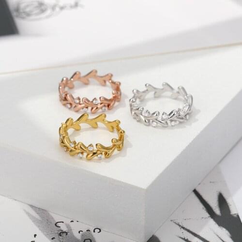 Zircon inlaid wreath Engagement Wedding Rings For Women Rose Gold Copper Female Knuckle Ring Fashion Party Finger Jewelry 2020