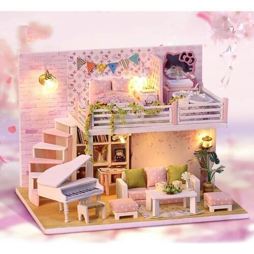 New DIY Princess Cottage Gift Vintage 3D Wooden Handmade Wooden Creative Model Assembled Gift Birthday Christmas Gift Dolls