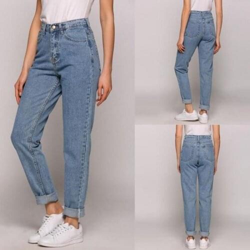 Mom High Waist Vintage Casual Cotton Denim Pants Big Size Boyfriend Jeans For Women Fashion Loose Ladies Straight Trousers