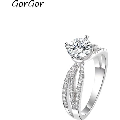 GorGor Rings Women 925 Sterling Pattern Geometric Mosaic Moissanite Simplicity Temperament Wedding Bands Classic Jewelry K927