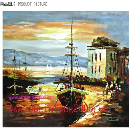 Good Quality Wharf Landscape Handmade Modern Canvas Knife Oil Painting Fashion Art Craft Wall Paintings for Home Decoration