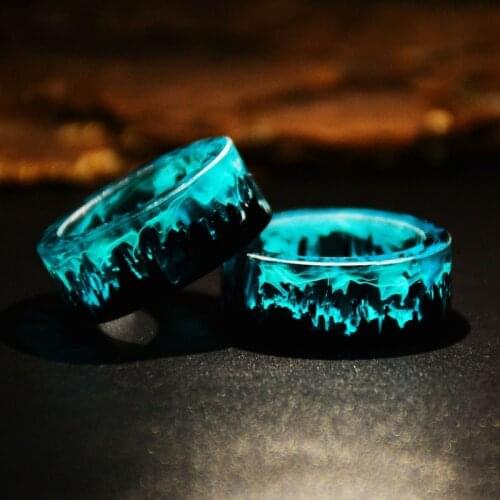 Resin Magic Forest Ring Transparent Fashion Wood Ring Natural Scenery Epoxy Finger Punk Jewelry Gifts 2021 New Design
