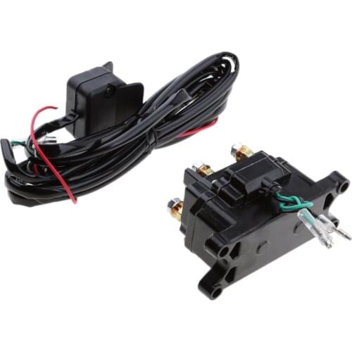 12V Solenoid Relay Contactors & Winch Rocker Thumb Switch ＆Protecting Caps COMBO Fit ATV UTV