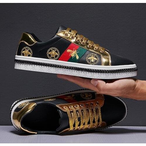 Brand Luxury Embroidered Bee Shoes Sneakers Men Skateboarding Shoes Unisex Black Comfort Mirrors Shoes Women zapatillas deporte