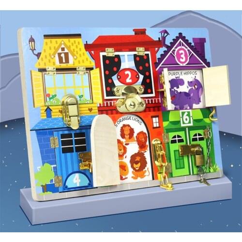 Toddler Busy Board Wood Early Unlock Toys Locks Latches Board Gifts
