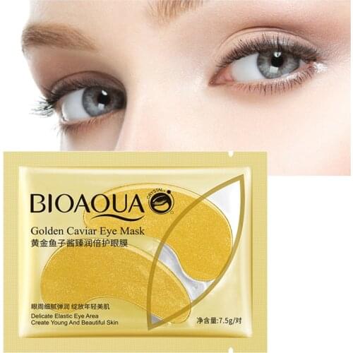 24K Golden Caviar Eye Mask Deep Penetration Promotes Collagen Production Firming Skin Crystal Eye Patch Anti Aging Brighten Skin