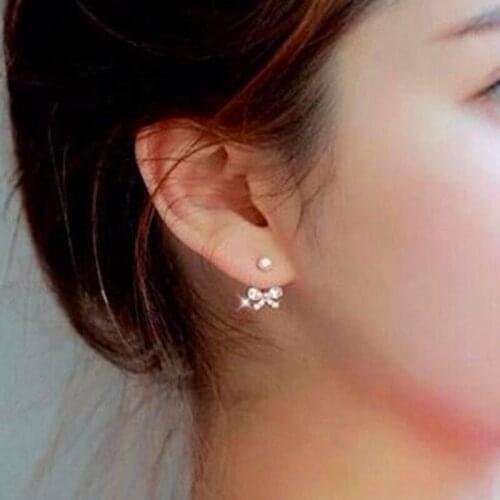Fashion Crystal Earrings Bow Flower Earrings Temperament Earrings Wholesale Women