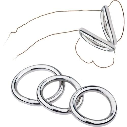 Mens Stainless Steel Curved Type Penis Ring Scrotal Bondage JJ Ring Weight Exercise Masturbating SM Manacle Cock Ring Sex Toys