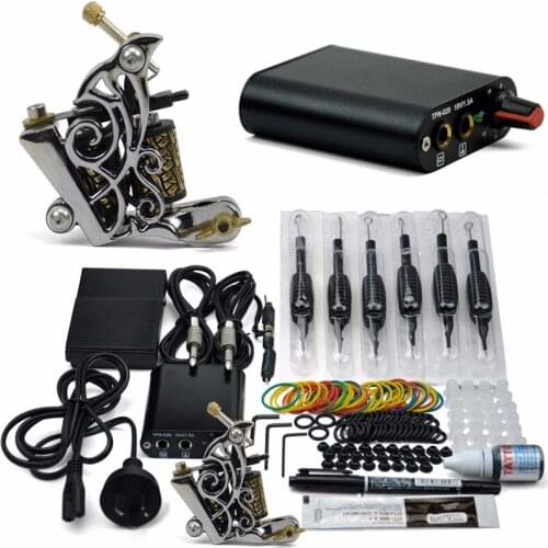Professional Tattoo Machine set 1 Tattoo Guns Cheap 8 wrap coils Pigment Induction Complete Tattoo Kit for Beginner Body Art