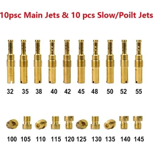 NEW-10Pcs Carburetor Main Jet Kit & 10Pcs Slow/Pilot Jet for PWK Keihin OKO CVK PWM NSR KSR PWM Motorcycle Carburetor