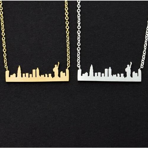 Statue of Liberty Necklaces Stainless Steel New York Skyline Cityscape Necklace Women Jewelry Freedom Faith Friend Bff Gift Idea