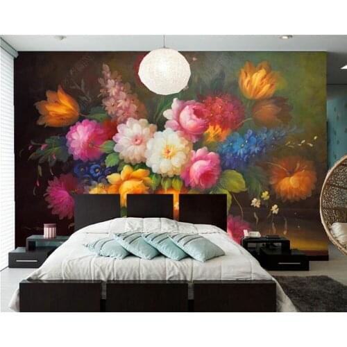 Papel de parede European style oil painting vase flowers 3d wallpaper mural,living room tv wall bedroom wall papers home decor
