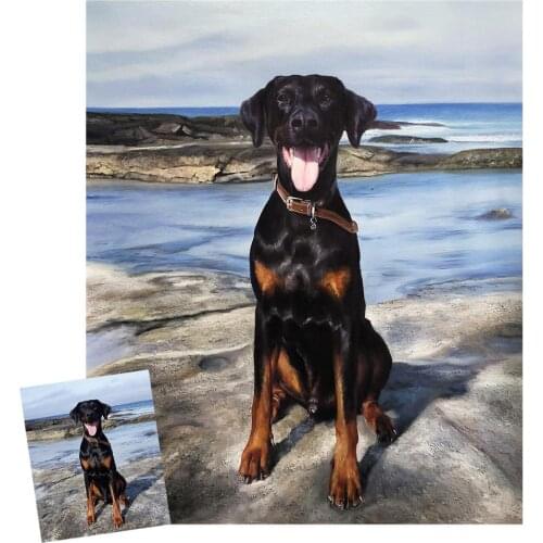 Muzagroo Art Personalized Photo to Oil Paintings Hand Painted on Canvas Pet Portrait Custom Canvas Wall Art from Photos Gifts