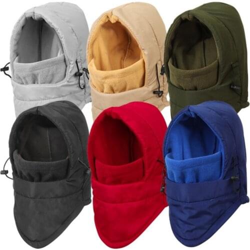 UnisexUnisex Thick Fluffy Thermal Windproof Mask Ear Protection Cap Neck Helmet Beanies Bomber Hat Thermal Fleece Balaclava Bea