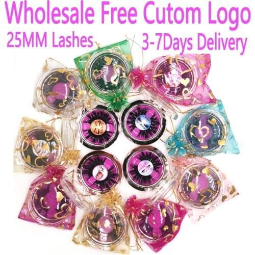 Wholesale Eyelashes 25mm 5D Mink Eyelashes Bulk Full Strip Lashes 3D Mink Eyelashes 10/30/50/100Pairs Eyelashes Free Custom Logo