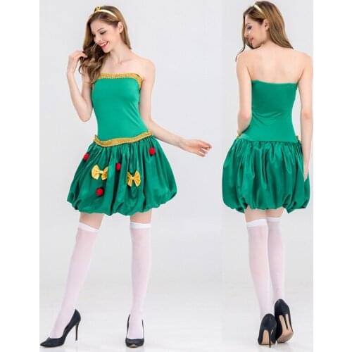 Christmas Cosplay Green Elves Dress Bar Performance Christmas Tree Dress
