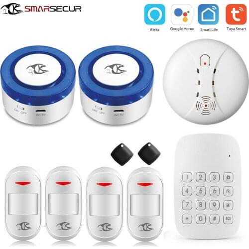 Tuya alarm security system Smart home Tuya App WiFi PIR Motion Smoke Detector keypad Smart Home Alarm System