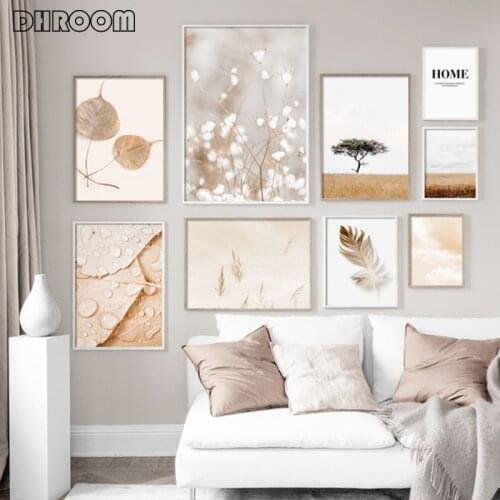 Scandinavian Landscape Wall Canvas Poster Abstract Leaf Wild Grass Art Print Painting Decorative Picture Modern Home Decor