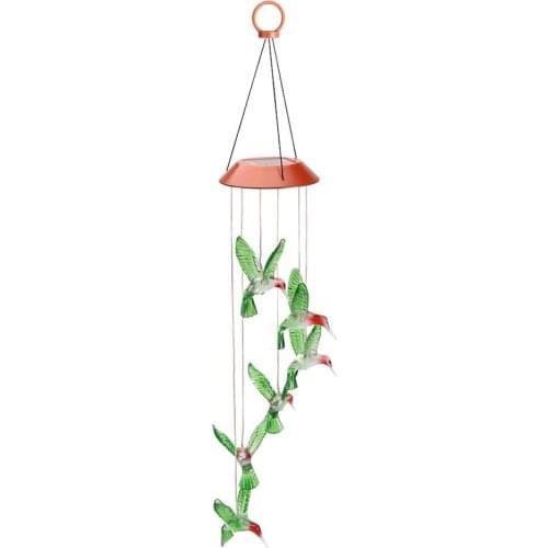 Solar LED Light Color-Changing Wind Chime LED Light Bird Type Solar Light Lamp Home Garden Decoration Colorful