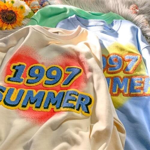 Streetwear Hip Hop Letters Embroidery Sweatshirt Women O-neck Pullovers 2021 New Plus Size Tops Clothes for Teens Korean Fashion