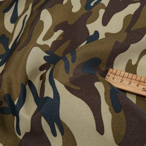 Thin Army Green Polyester Beach Shorts Fabric Peach Skin Plain Camouflage Printed Fabric By The Meter