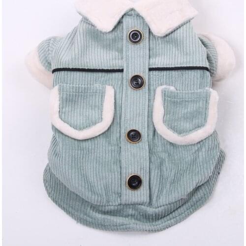 Dog Cat Corduroy Hoodie Coat Pockets Design Pet Puppy Jacket Winter Warm Clothes Apperal 5 Sizes 3 Colours