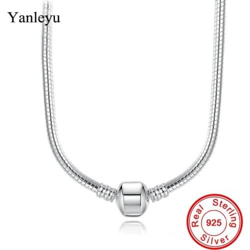 Yanleyu Fashion Pan DIY Necklace Jewelry Gift Original Solid 925 Sterling Silver Snake Chain Necklace Women Wedding Gift PN049