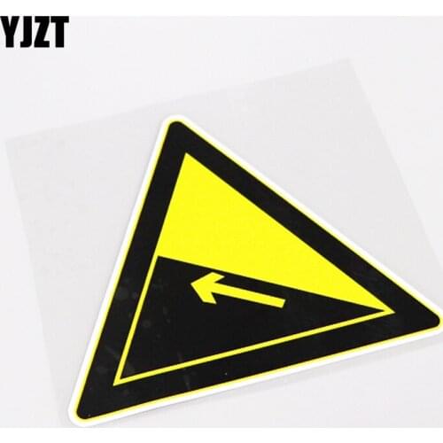 YJZT 14.3CM*12.3CM Fashion Up Steep Slope Warning Mark Car Sticker Decal PVC Accessories 13-0870